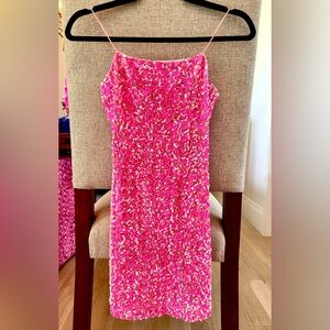 Bright Pink Sequined Dress - Size XS